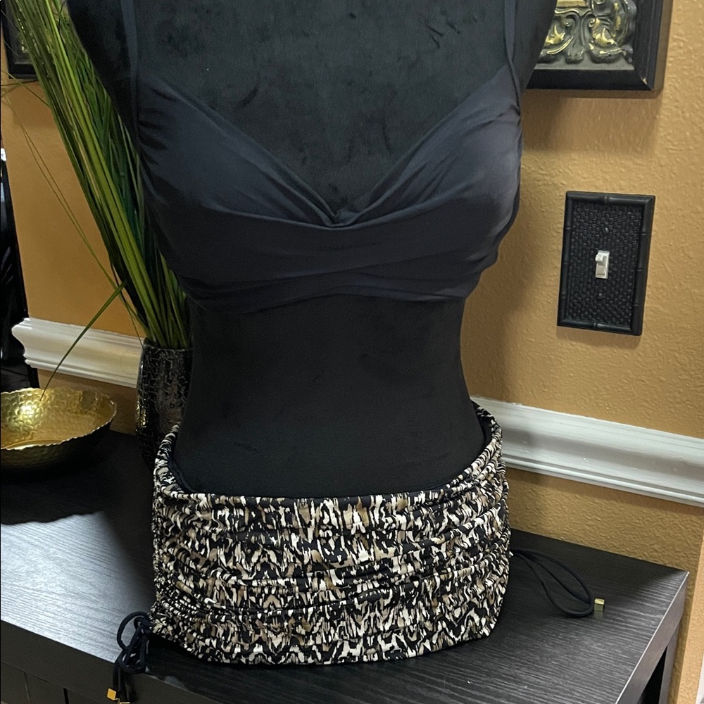 NWT Badgley Mischka Black Ruched bikini set